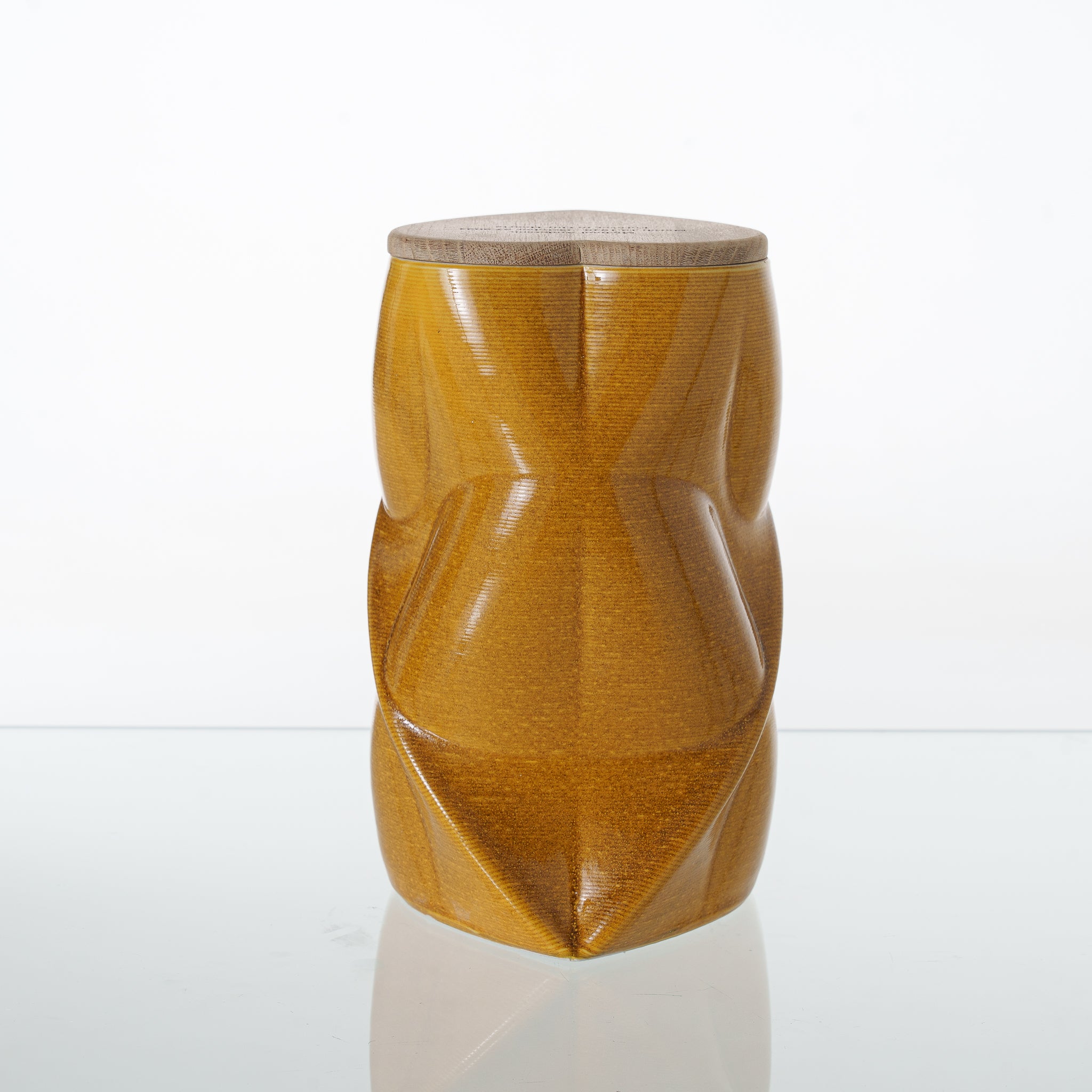 Pulvis Art Urns Adult Size Urn Cremation Urn "Nexus" - 3D Printed Ceramic Urn | Amber Yellow | Large