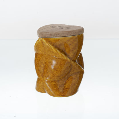 Pulvis Art Urns Small Size Urn Cremation Urn "Nexus" - 3D Printed Ceramic Urn | Amber Yellow | Keepsake