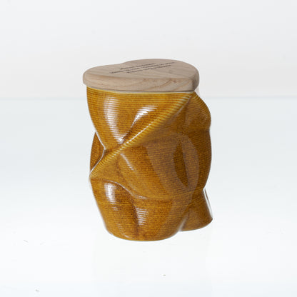 Pulvis Art Urns Small Size Urn Cremation Urn "Nexus" - 3D Printed Ceramic Urn | Amber Yellow | Keepsake