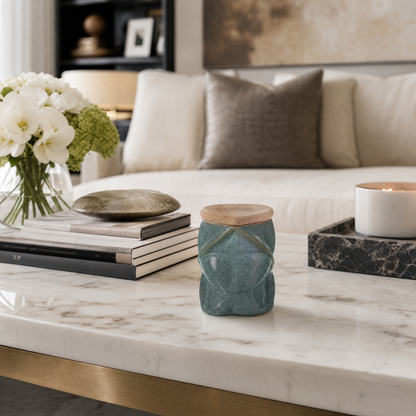 Pulvis Art Urns Small Size Urn Cremation Urn "Nexus" - 3D Printed Ceramic Urn | Oily Green | Keepsake