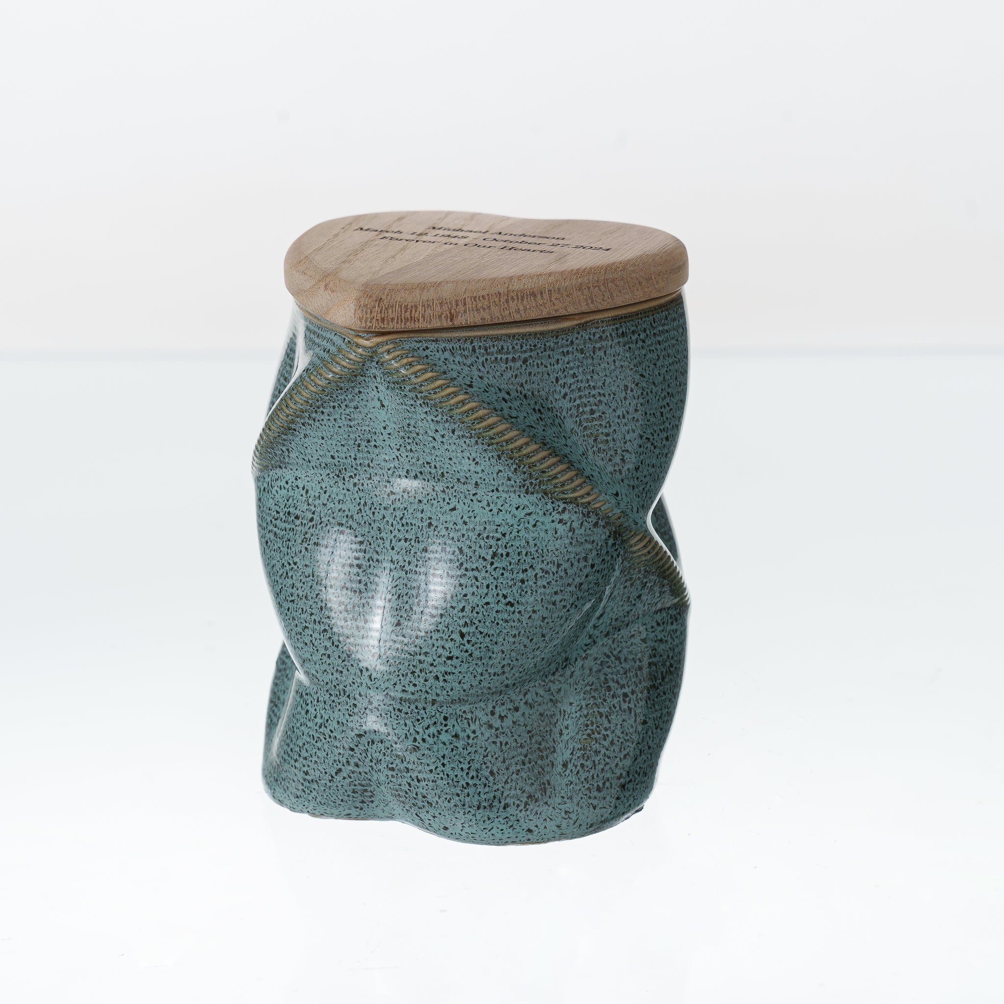 Pulvis Art Urns Small Size Urn Cremation Urn "Nexus" - 3D Printed Ceramic Urn | Oily Green | Keepsake
