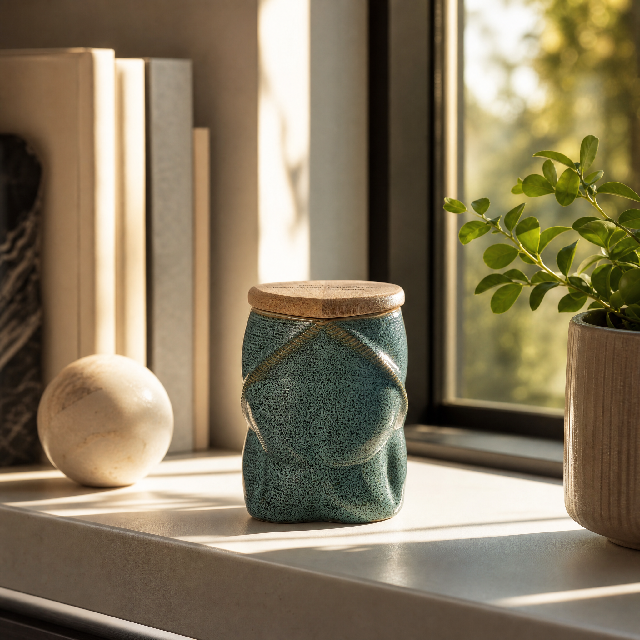 Pulvis Art Urns Small Size Urn Cremation Urn "Nexus" - 3D Printed Ceramic Urn | Oily Green | Keepsake