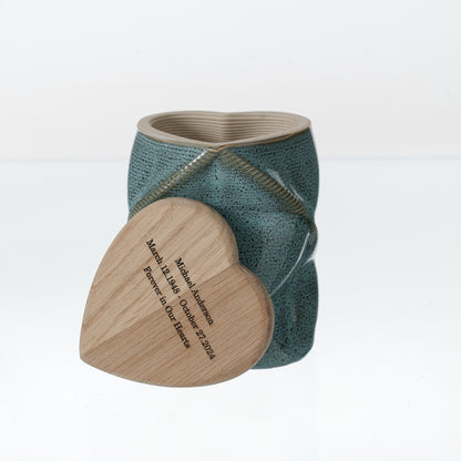 Pulvis Art Urns Small Size Urn Cremation Urn "Nexus" - 3D Printed Ceramic Urn | Oily Green | Keepsake