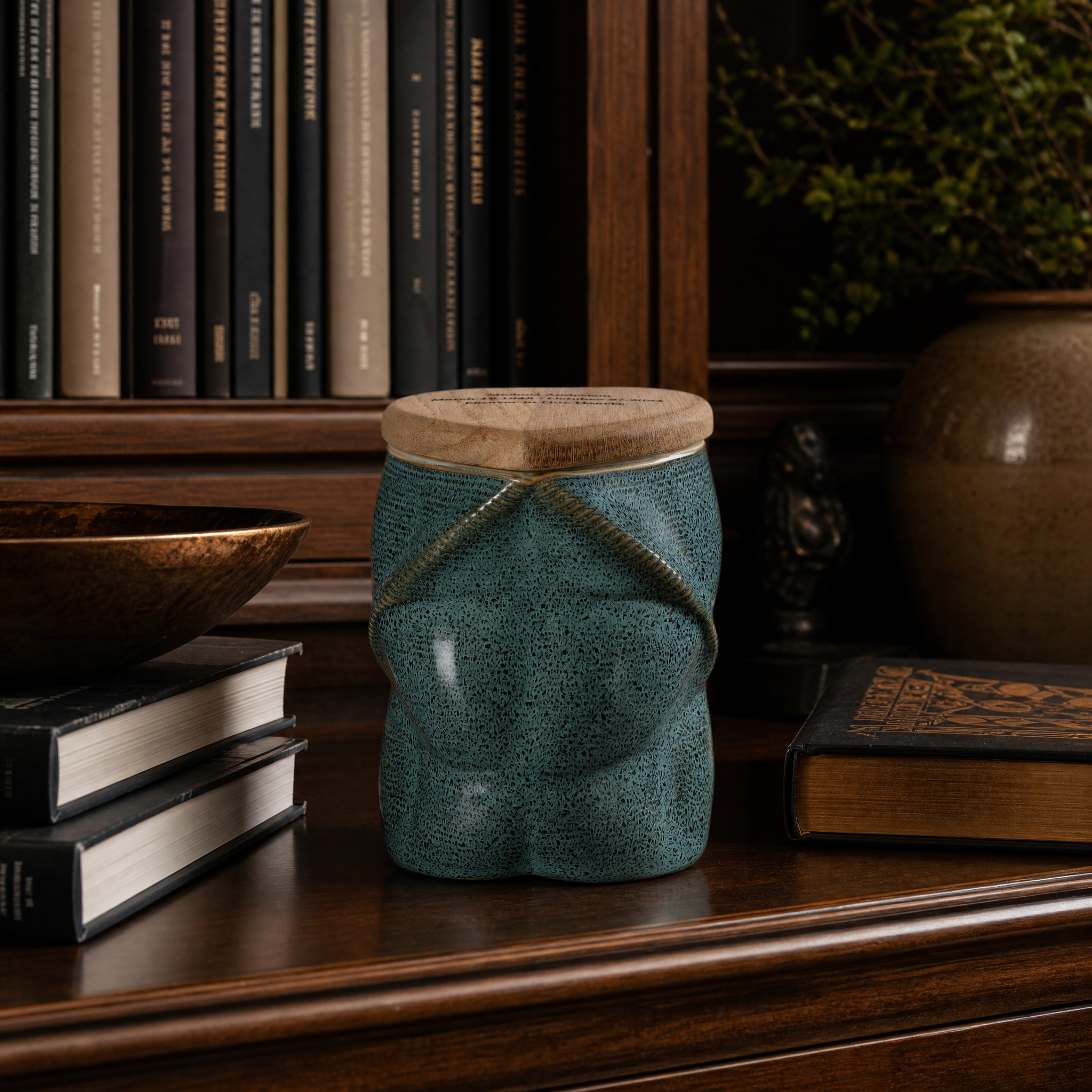 Pulvis Art Urns Small Size Urn Cremation Urn "Nexus" - 3D Printed Ceramic Urn | Oily Green | Keepsake