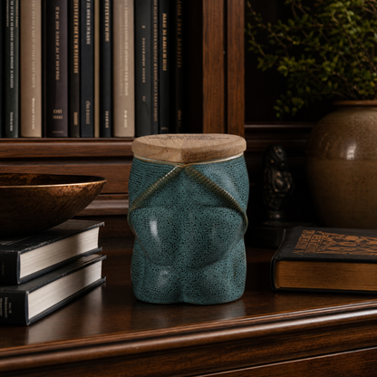 Pulvis Art Urns Small Size Urn Cremation Urn "Nexus" - 3D Printed Ceramic Urn | Oily Green | Keepsake