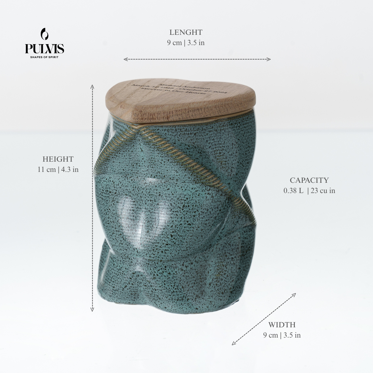 Pulvis Art Urns Small Size Urn Cremation Urn "Nexus" - 3D Printed Ceramic Urn | Dimensions | Keepsake