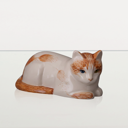 Hand Decorated Pet Urn - Feathers - Cat urn - Ceramic Cat Urn - Pulvis Art