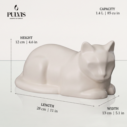 Hand Decorated Pet Urn - Feathers - Cat urn - Ceramic Cat Urn - Pulvis Art