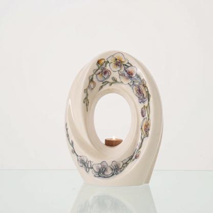 Hand Decorated Urn "The Passage - Orchids" - Large Ceramic Urn for Human Ashes - Pulvis Art Urns
