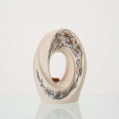 Hand Decorated Urn "The Passage - Orchids" - Large Ceramic Urn for Human Ashes - Pulvis Art Urns