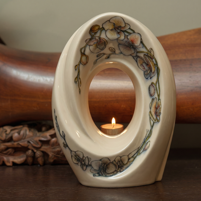 Hand Decorated Urn "The Passage - Orchids" - Large Ceramic Urn for Human Ashes - Pulvis Art Urns