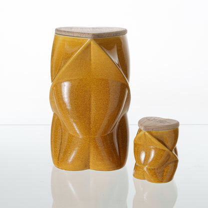 Pulvis Art Urns Adult Size Urn Cremation Urn "Nexus" - 3D Printed Ceramic Urn | Amber Yellow | Large