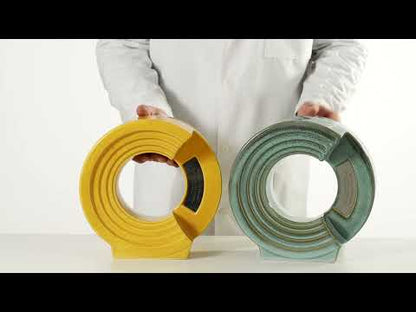 Companion Cremation Urn "Solace" - Urn For Two | Oily Green Melange and Amber Yellow | Ceramic