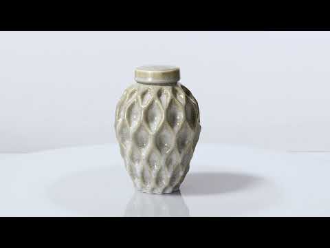 Cremation Urn "Echo" - 3D Printed Ceramic Urn | Light Sand Melange | Large