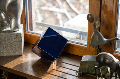 Pulvis Art Urns Adult Size Urn Abstract Cremation Urn for Ashes - Large | Cobalt Metallic | Ceramic