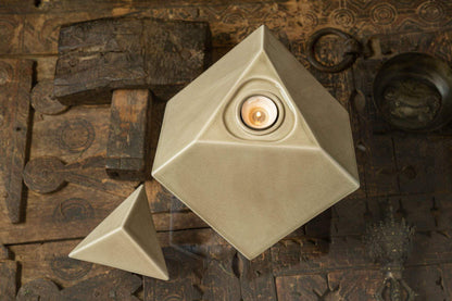 Abstract Cremation Urn for Ashes - Beige Grey | Large | Ceramic
