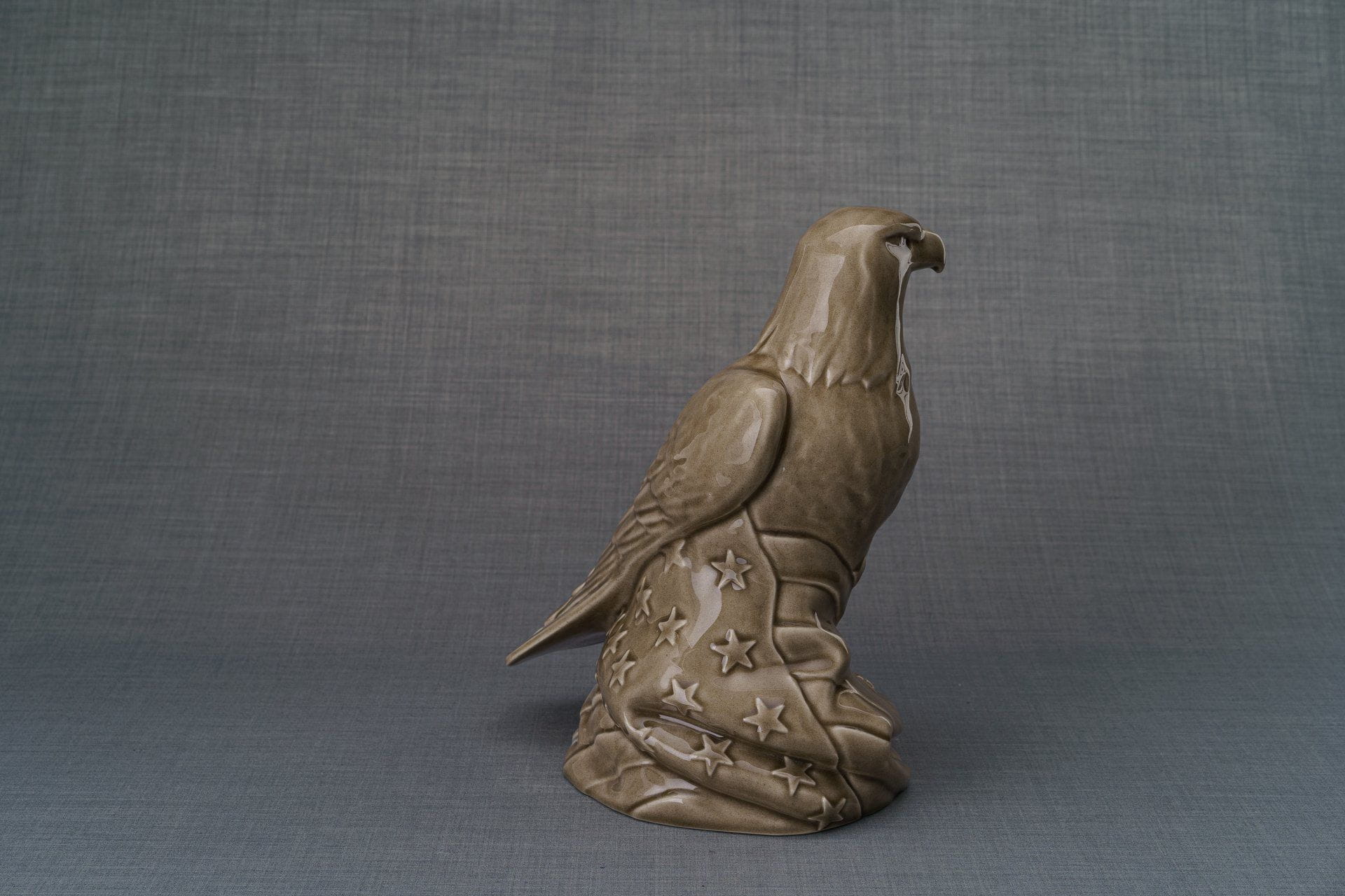 Aquilae Handmade Urn For Cremation Ashes - Large | Beige Grey | Ceramic / Military Eagle Urn / Veteran Urn