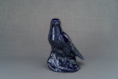 Aquilae Handmade Urn For Cremation Ashes - Large | Cobalt Metallic | Ceramic / Military Eagle Urn / Veteran Urn