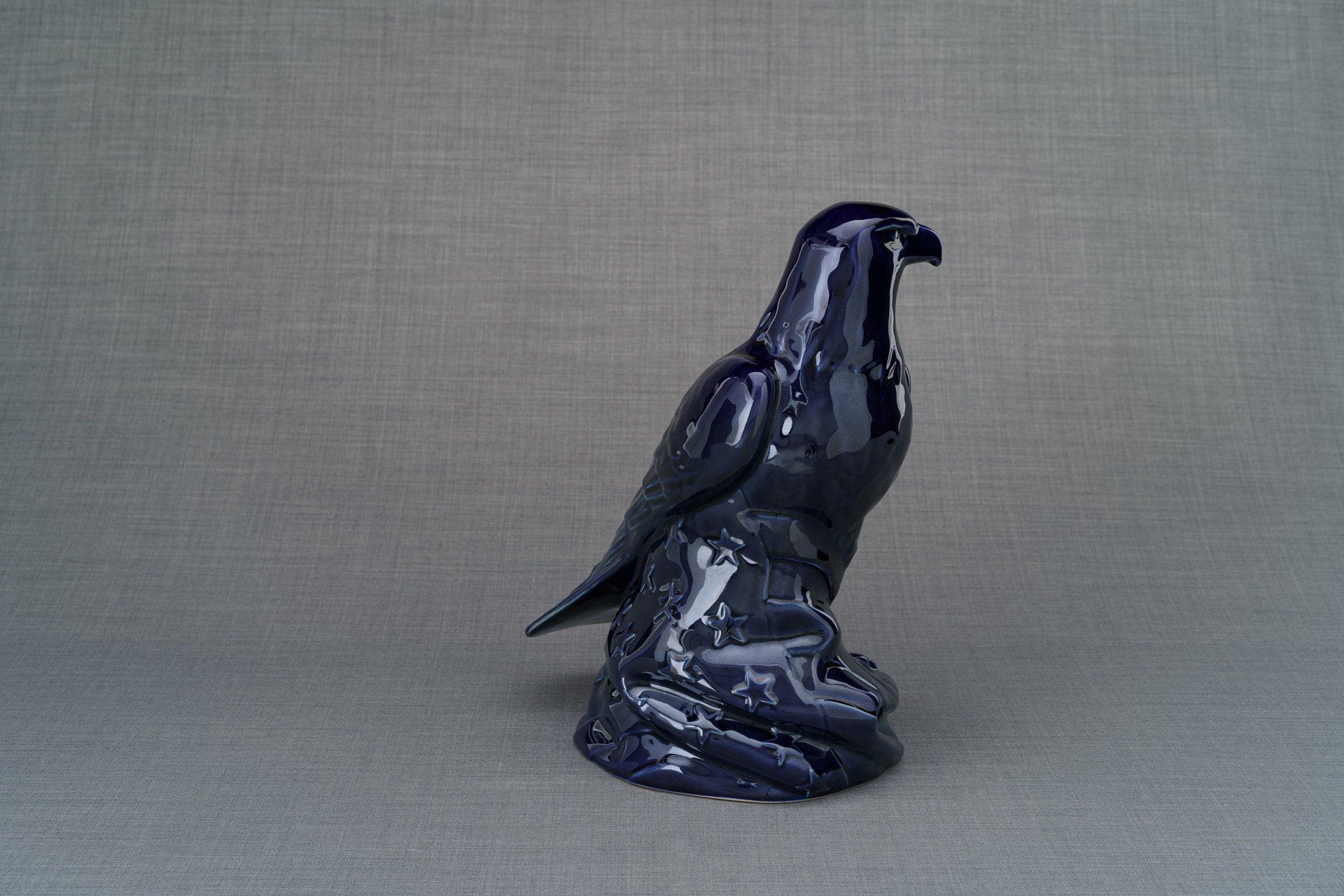 Aquilae Handmade Urn For Cremation Ashes - Large | Cobalt Metallic | Ceramic / Military Eagle Urn / Veteran Urn