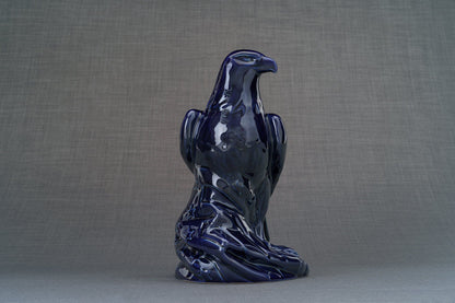 Aquilae Handmade Urn For Cremation Ashes - Large | Cobalt Metallic | Ceramic / Military Eagle Urn / Veteran Urn