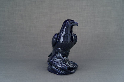 Aquilae Handmade Urn For Cremation Ashes - Large | Cobalt Metallic | Ceramic / Military Eagle Urn / Veteran Urn