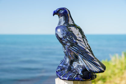 Pulvis Art Urns Adult Size Urn Aquilae Military Memorial For Cremation Ashes  - Large | Cobalt Metallic | Ceramic