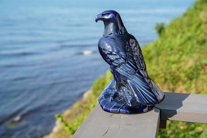 Pulvis Art Urns Adult Size Urn Aquilae Military Memorial For Cremation Ashes  - Large | Cobalt Metallic | Ceramic