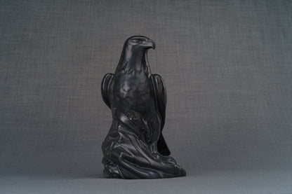 Aquilae Handmade Urn For Cremation Ashes - Large | Dark Matte | Ceramic / Military Eagle Urn / Veteran Urn