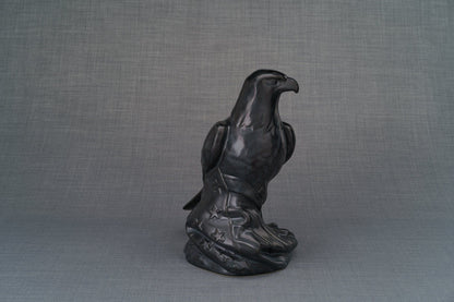 Aquilae Handmade Urn For Cremation Ashes - Large | Dark Matte | Ceramic / Military Eagle Urn / Veteran Urn