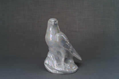 Aquilae Handmade Urn For Cremation Ashes - Large | Pearl White | Ceramic / Military Eagle Urn / Veteran Urn