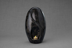 Carbon Fiber Cremation Urn "Eternity" - Forged Carbon | Black | LED Candle