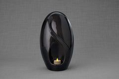 Carbon Fiber Cremation Urn "Eternity" - Twill Weave Carbon | Black | LED Candle