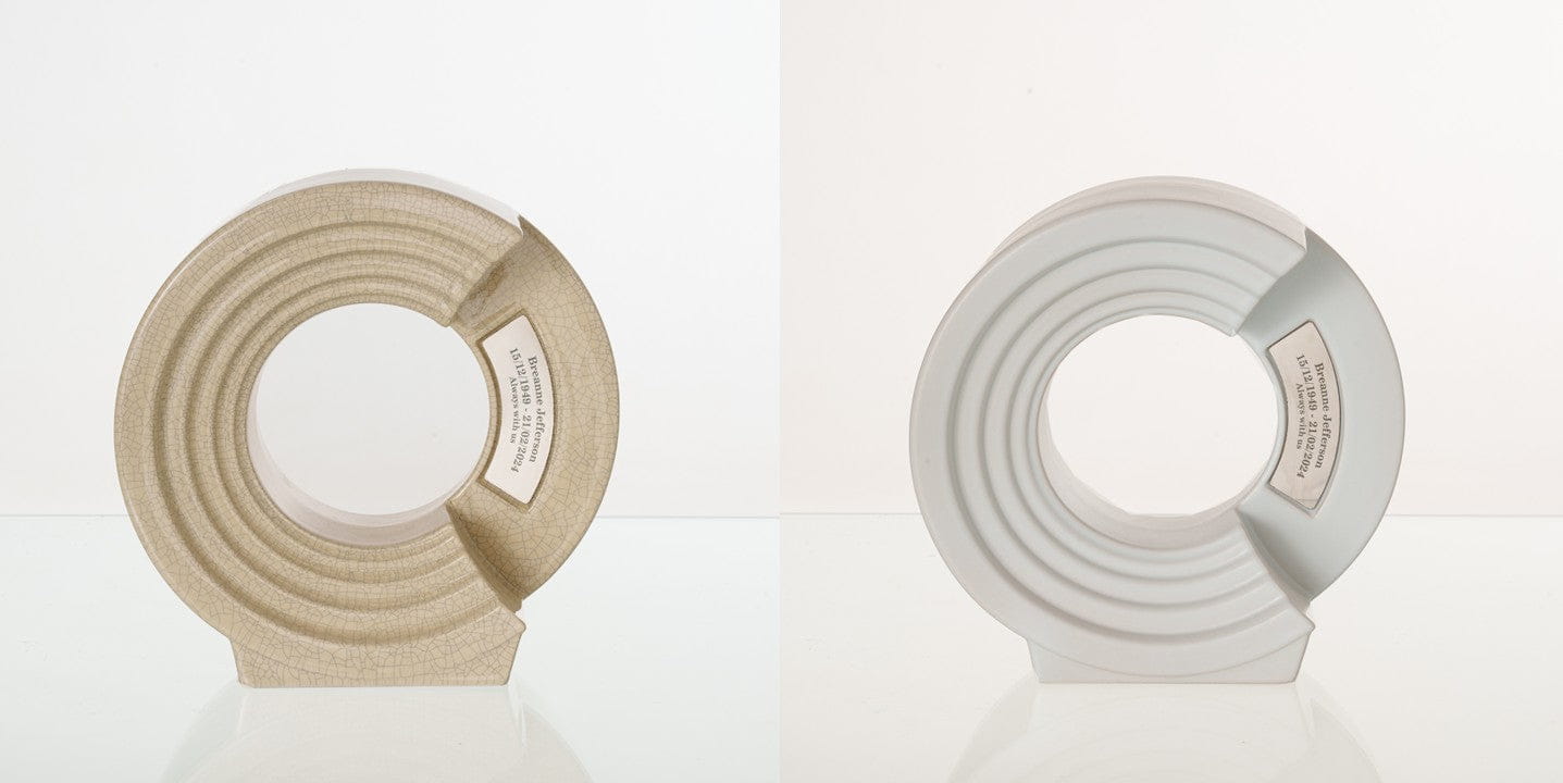 Pulvis Art Urns Adult Size Urn Craquelure / White Matte / YES (+60$) Companion Urn "Solace" - Memorial Urn for Two | Ceramic Double Urn