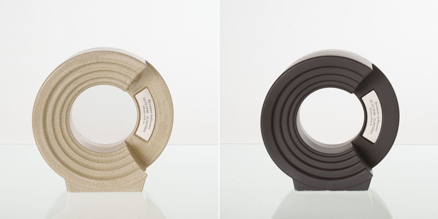 Pulvis Art Urns Adult Size Urn Craquelure / Gray Matte / YES (+60$) Companion Urn "Solace" - Memorial Urn for Two | Ceramic Double Urn