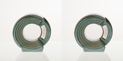 Pulvis Art Urns Adult Size Urn Oily Green Melange / Oily Green Melange / YES (+60$) Companion Urn "Solace" - Memorial Urn for Two | Ceramic Double Urn