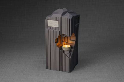 Pulvis Art Urns Adult Size Urn Cremation Candle Urn for Ashes "Heart" - Large | Grey Matte | Ceramic