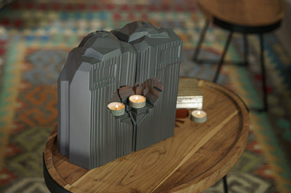 Pulvis Art Urns Adult Size Urn Cremation Candle Urn for Ashes "Heart" - Large | Grey Matte | Ceramic