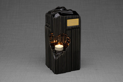 Pulvis Art Urns Adult Size Urn Cremation Candle Urn for Ashes "Heart" - Large | Lamp Black | Ceramic