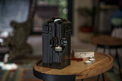 Pulvis Art Urns Adult Size Urn Cremation Candle Urn for Ashes "Heart" - Large | Lamp Black | Ceramic