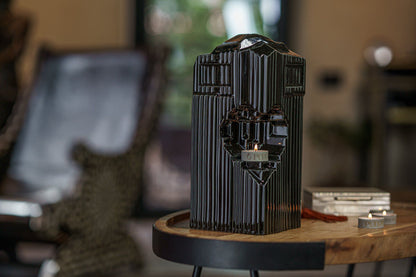 Pulvis Art Urns Adult Size Urn Cremation Candle Urn for Ashes "Heart" - Large | Lamp Black | Ceramic