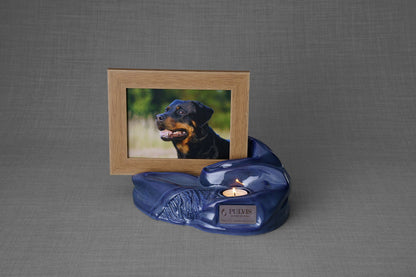 Pulvis Art Urns Adult Size Urn Cremation Urn "Cozy" - Blue Melange | Ceramic Picture Frame Urn