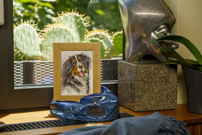 Pulvis Art Urns Adult Size Urn Cremation Urn "Cozy" - Blue Melange | Ceramic Picture Frame Urn