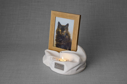 Pulvis Art Urns Adult Size Urn Cremation Urn "Cozy" - White Matte | Ceramic Picture Frame Urn