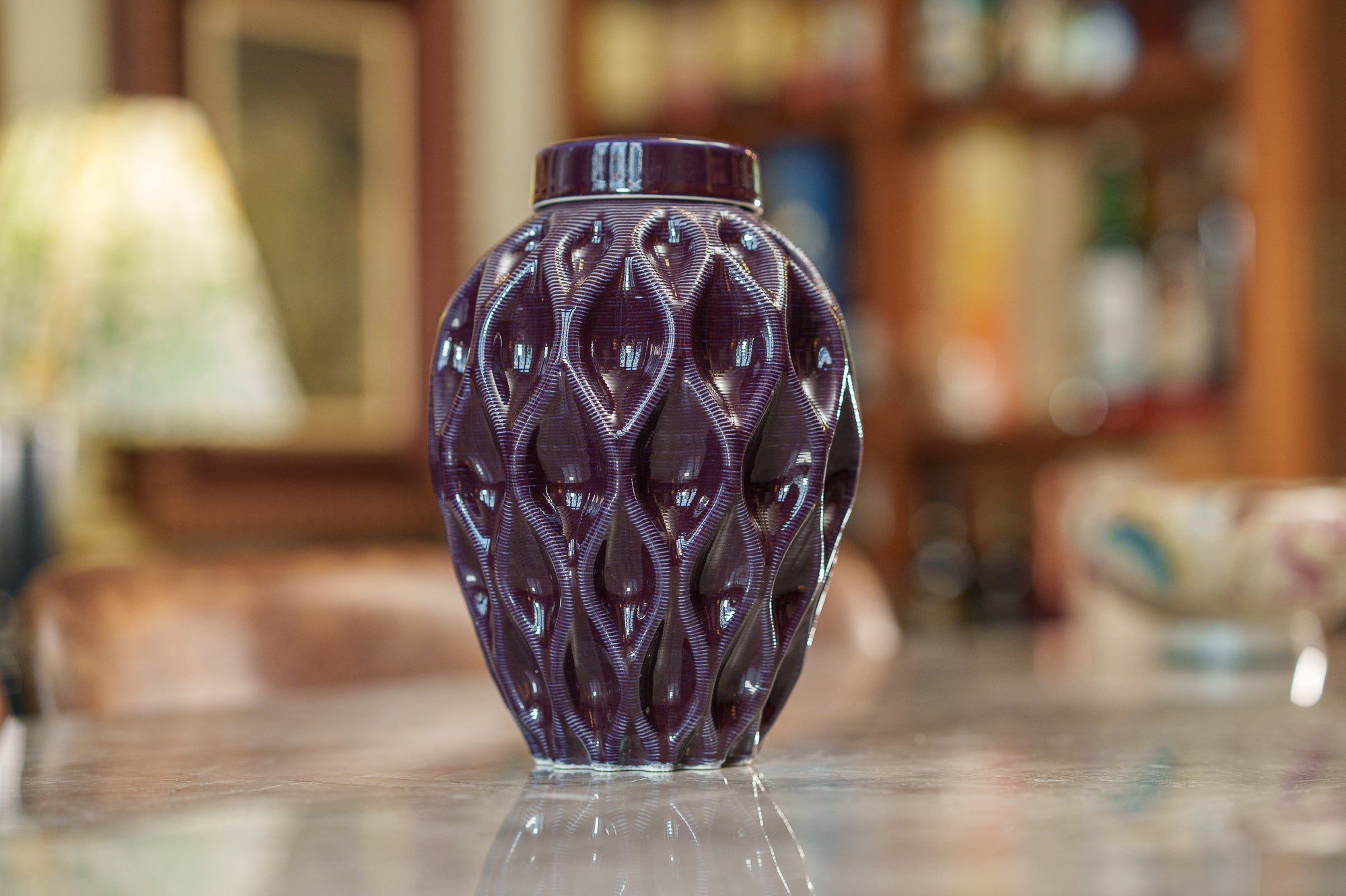 Cremation Urn "Echo" - 3D Printed Ceramic Urn | Violet | Large