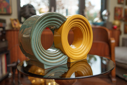 Pulvis Art Urns Adult Size Urn Cremation Urn "Solace" - Adult Memorial Urn | Amber Yellow | Ceramic