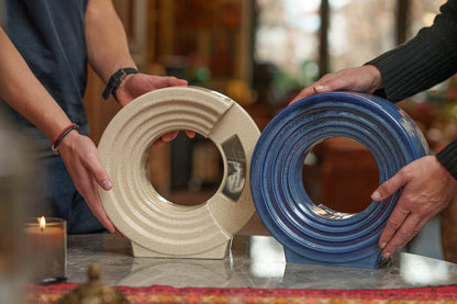 Pulvis Art Urns Adult Size Urn Cremation Urn "Solace" - Adult Memorial Urn | Blue Melange | Ceramic