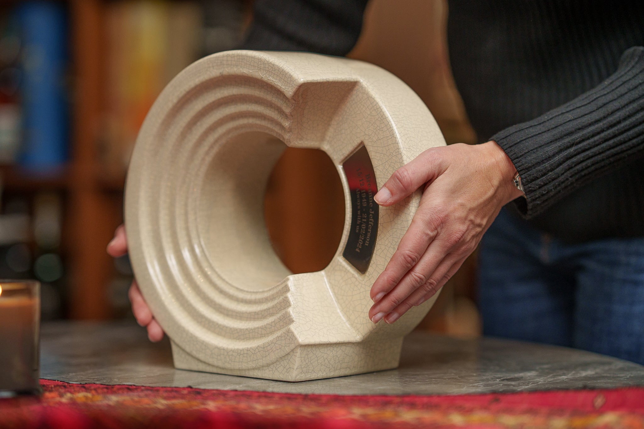 Cremation Urn "Solace" - Adult Memorial Urn | Craquelure | Ceramic