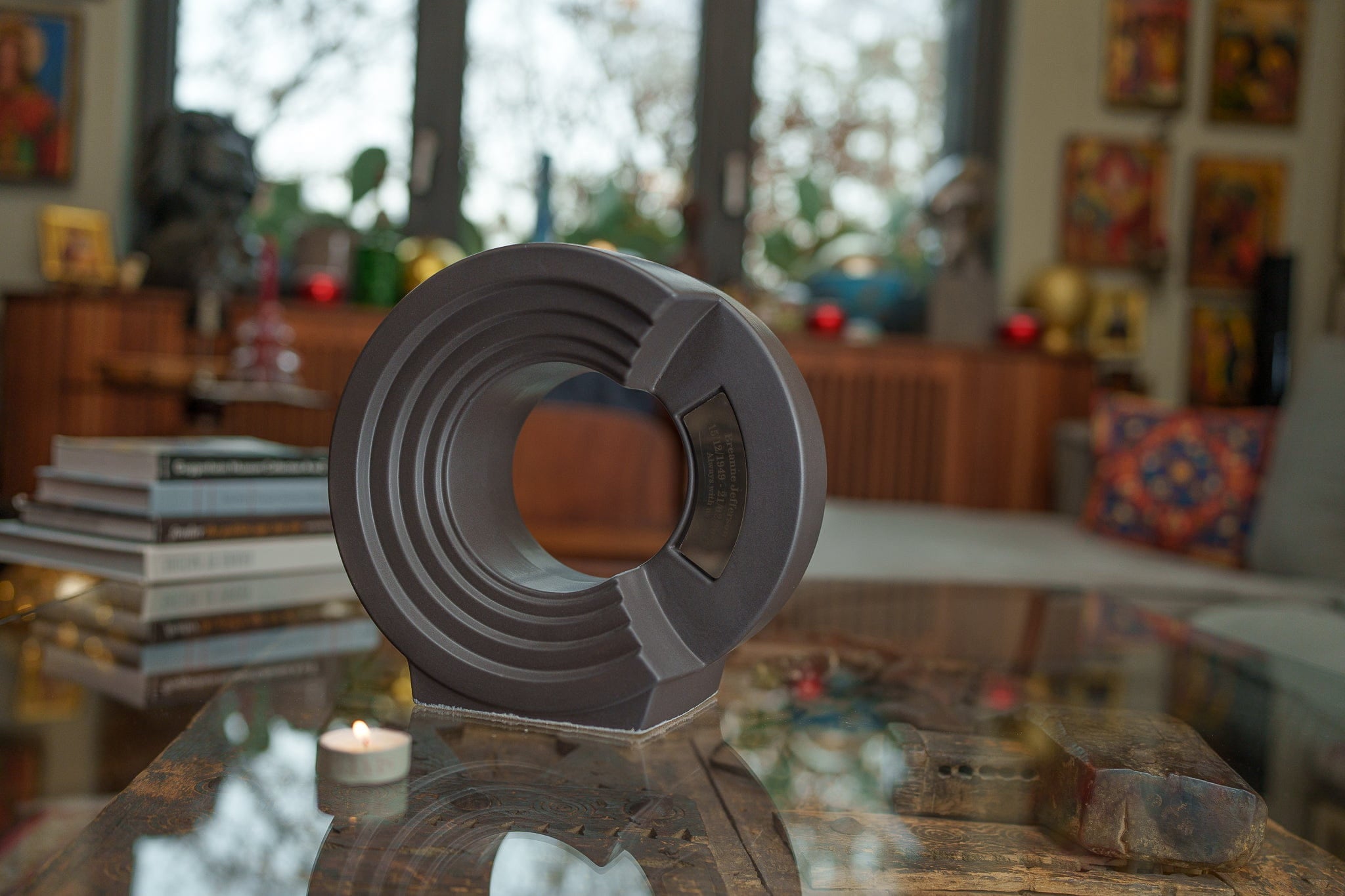 Pulvis Art Urns Adult Size Urn Cremation Urn "Solace" - Adult Memorial Urn | Gray Matte | Ceramic