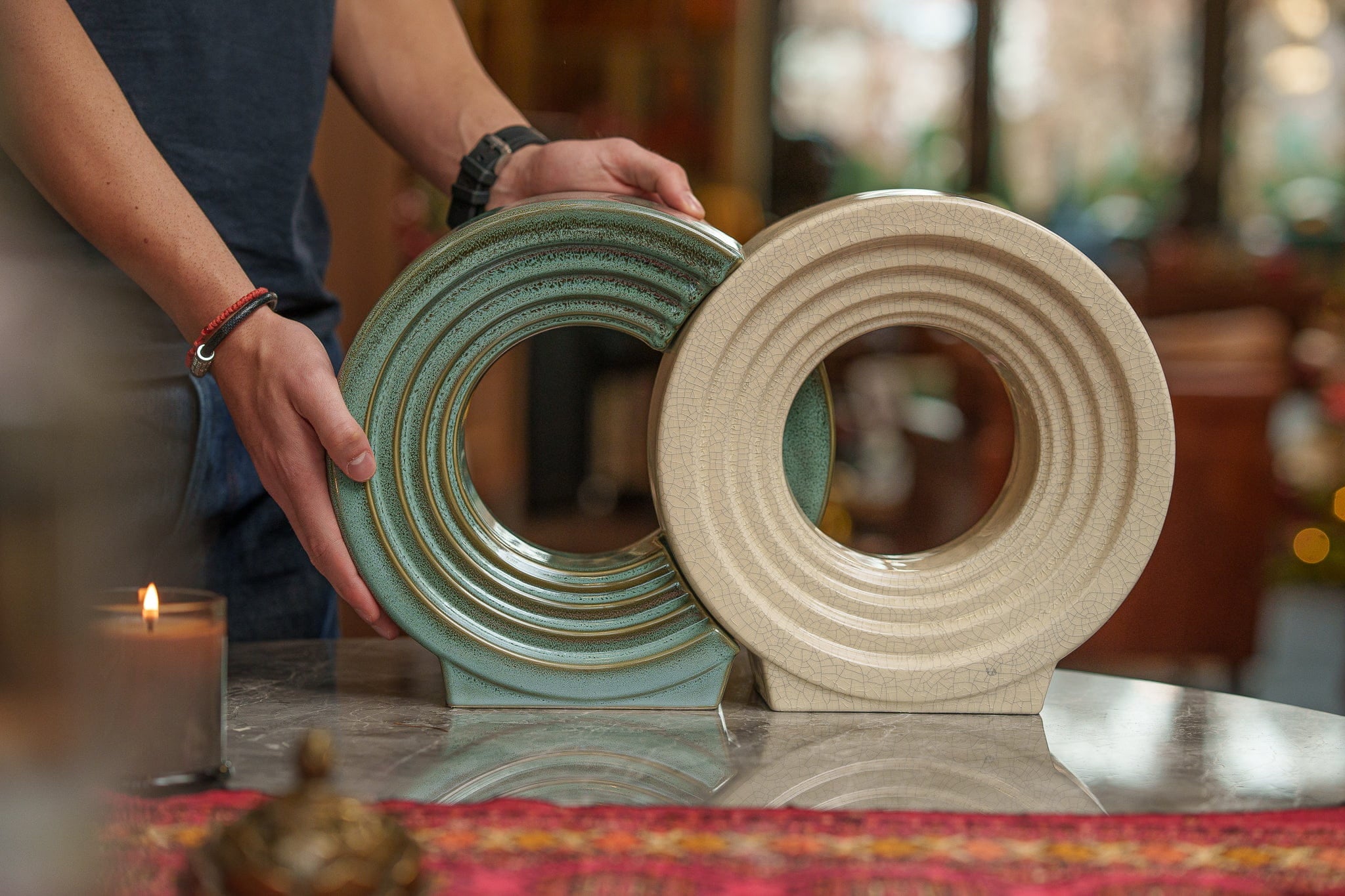 Cremation Urn "Solace" - Adult Memorial Urn | Craquelure | Ceramic