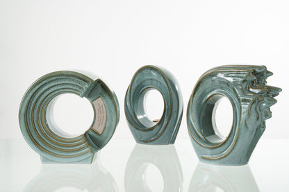 Pulvis Art Urns Adult Size Urn Cremation Urn "Solace" - Adult Memorial Urn | Oily Green Melange | Ceramic